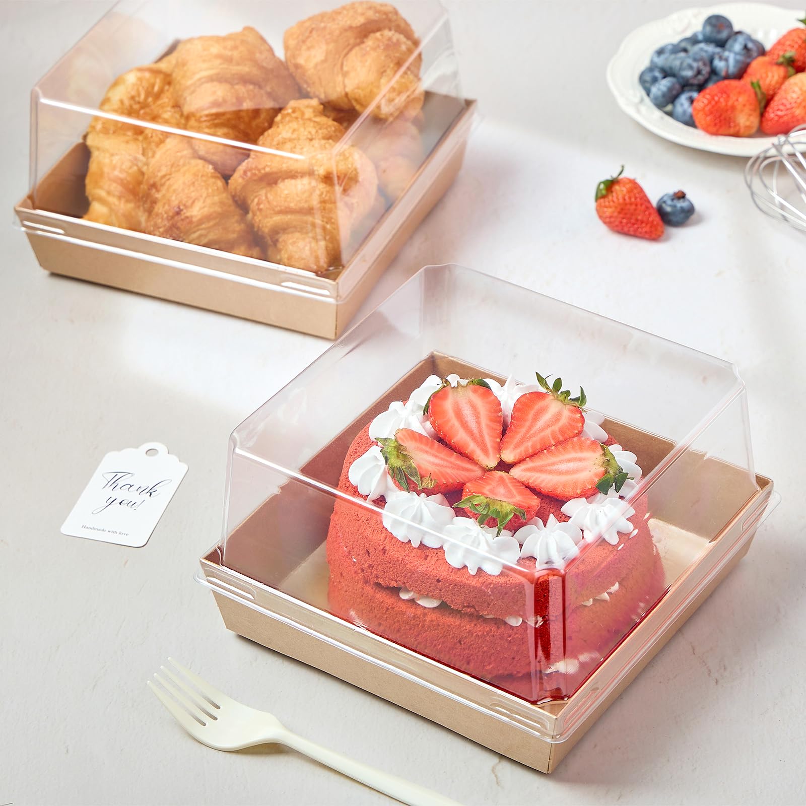 Amazon.co.jp: ZORRITA 7 x 7 x 4インチ ペーパーケーキボックス 透明